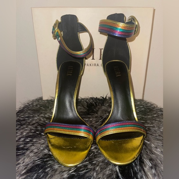 Metallic Rainbow Colored Strappy Heel - Picture 2 of 8